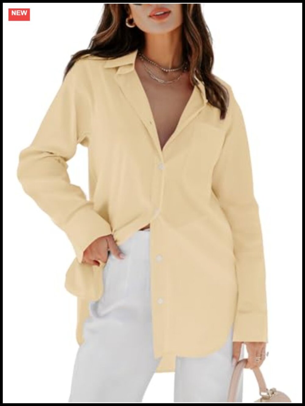 Oversized Button Down Shirt Long Sleeve Tunic Blouse